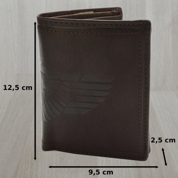Herrengeldbörse Flügel Druck Hochformat Echt Leder Dunkelbraun mit RFID Schutz